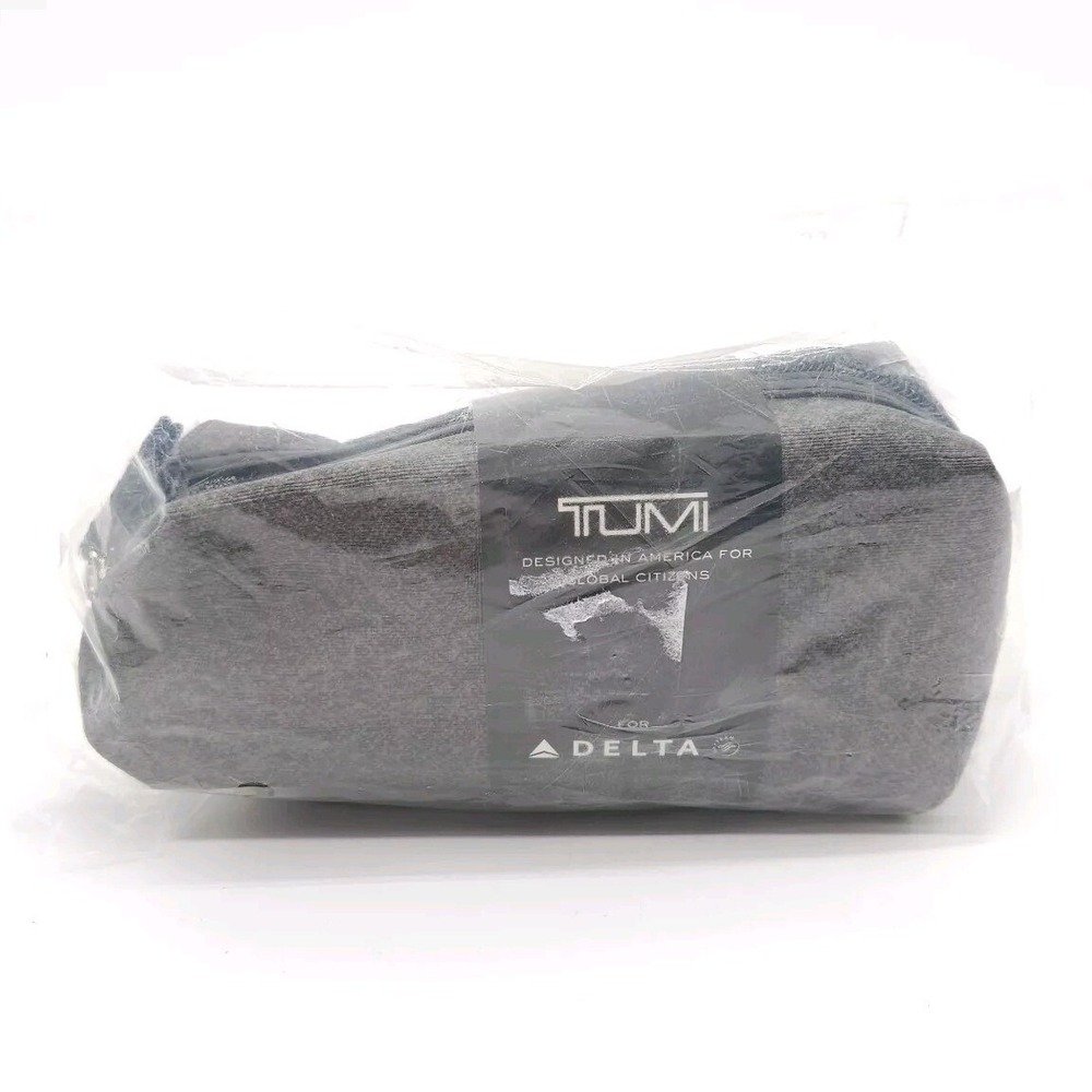 Tumi Delta Airlines Gray Amenity Kit Travel Toiletry Bag Malin Goetz Pouch New